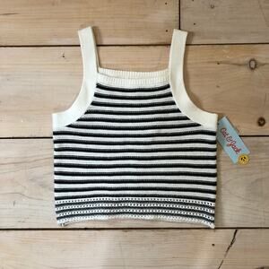 Cat & Jack NWT Black White Striped Knit Tank Size S (6/7)